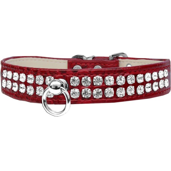 Unconditional Love Style No.72 Rhinestone Designer Croc Dog Collar, Red - Size 14 UN2467818
